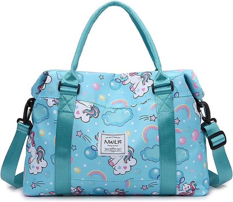 NWLR Travel Duffle Bag Weekender Overnight Bag Gym Tote with Dry and Wet Separated Pocket for Women Girls Shoulder Workout Duffel Bag Water Resistant (B-Unicorn) - Image 1